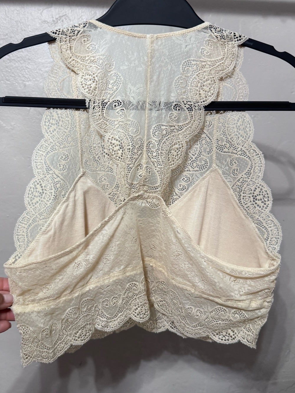 Racerback Lace Bralette in Light Cream - Picture 6 of 10